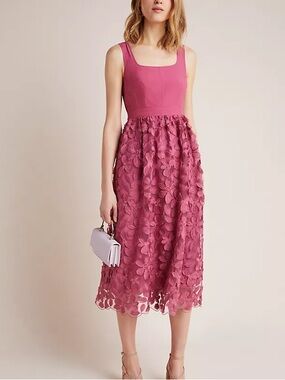 Anthropologie Maeve Virginia Textured Midi Dress